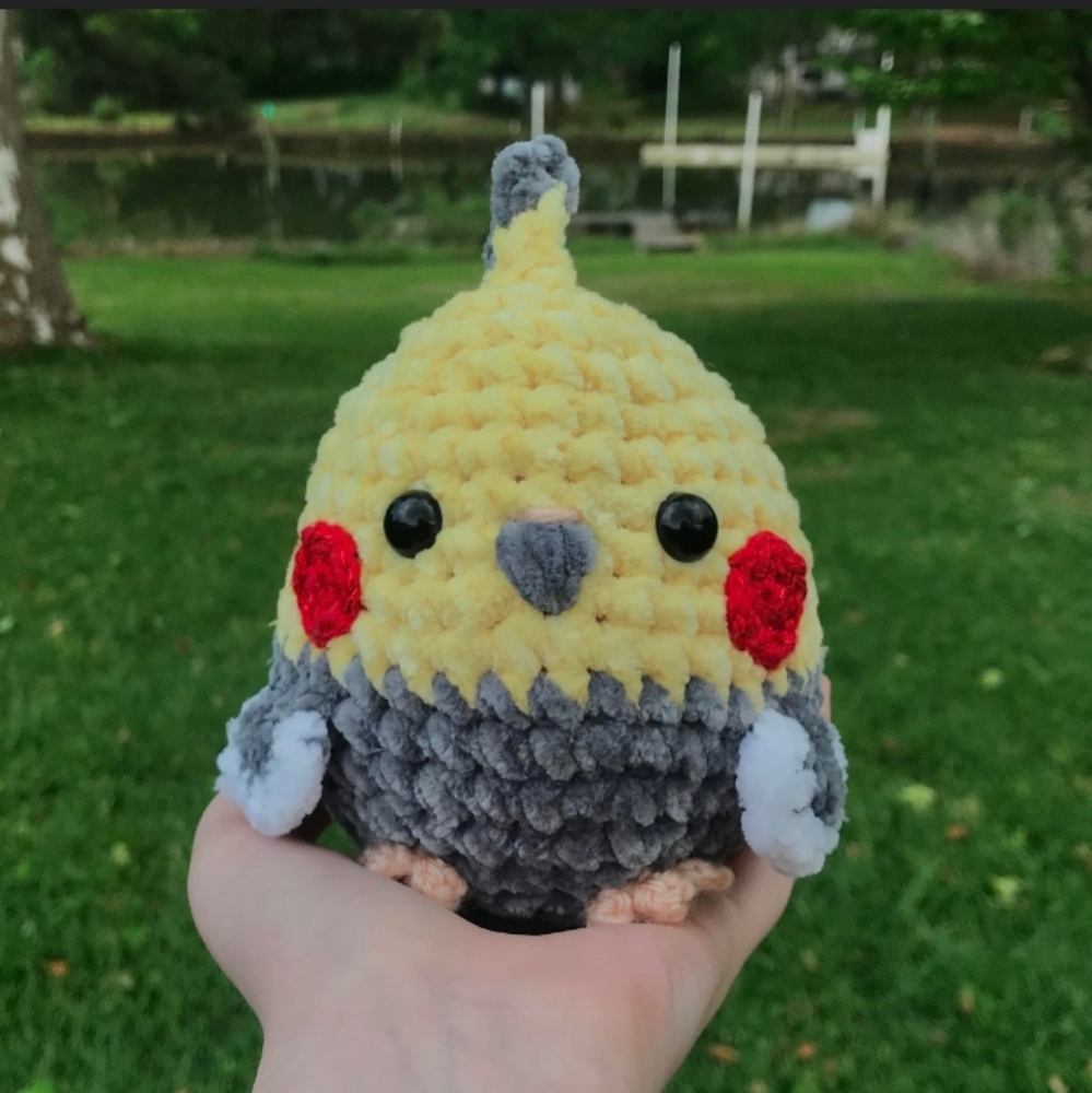 Crochet Cockatiel Amigurumi Chunky Plush Handmade Cute Bird Stuffed Animal